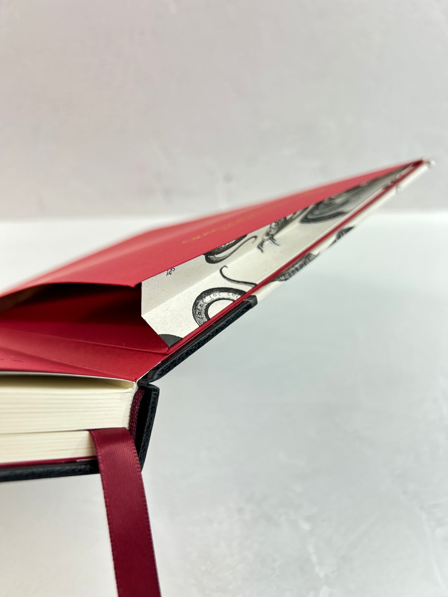 A5 160-page Hardcover Journal finished in Black Vaux Leather and Italian Letterpress dragon design