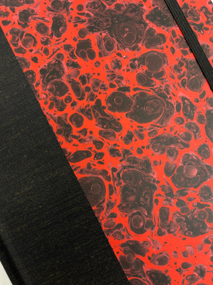 A5 160-page Hardcover Journal finished in Black Mohair Japanese book cloth and hand marbled paper by Daniel Gaál