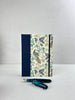 A5 Hardcover Notebook finished in Cadette Blue Japanese book cloth and Gold Peacock Italian Print