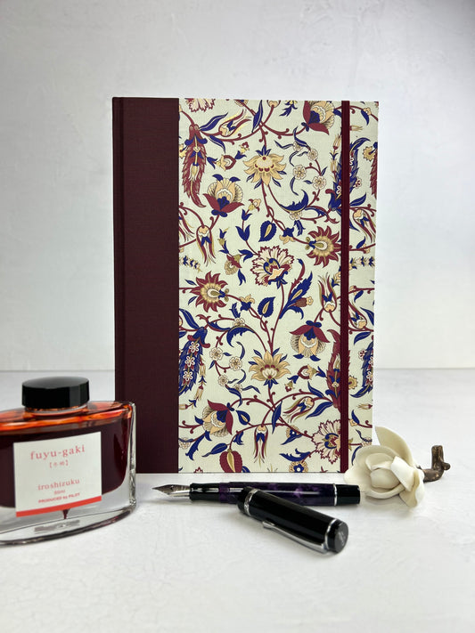 B5 Hardcover Notebook finished in Summer Flowers Italian Florentine Print