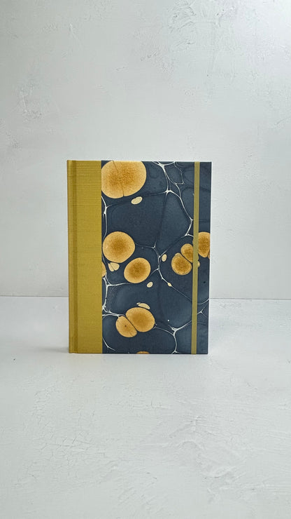 A5 160-page Hardcover Journal finished in Yellow Gold and Indian Hand-Marble