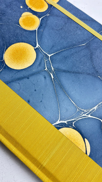 A5 160-page Hardcover Journal finished in Yellow Gold and Indian Hand-Marble