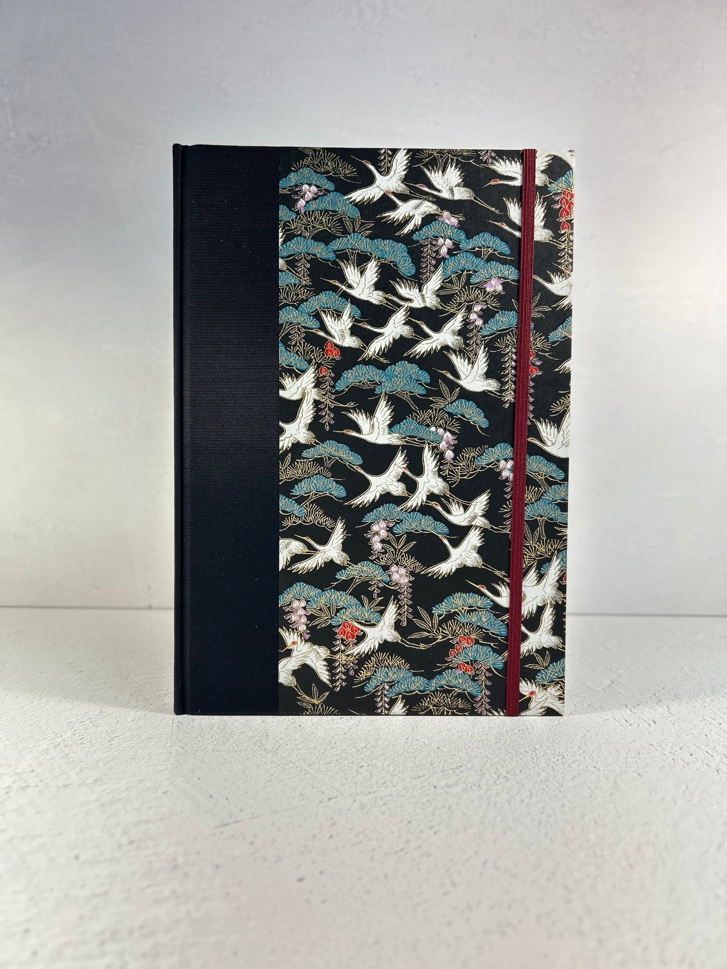 B5 Hardcover Notebook with White Cranes Chiyogami Japanese Paper
