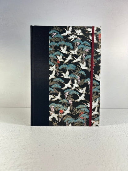 B5 Hardcover Notebook with White Cranes Chiyogami Japanese Paper