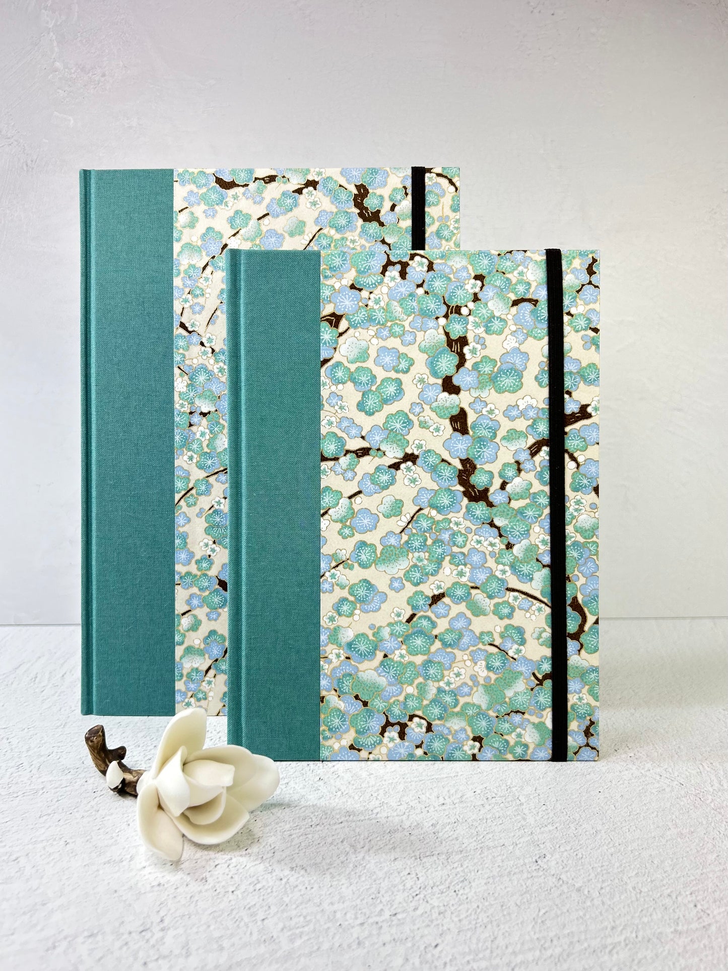 B5 192-page Hardcover Notebook finished Blue Cherry Blossoms Chiyogami Japanese Paper