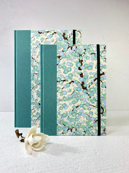 B5 192-page Hardcover Notebook finished Blue Cherry Blossoms Chiyogami Japanese Paper