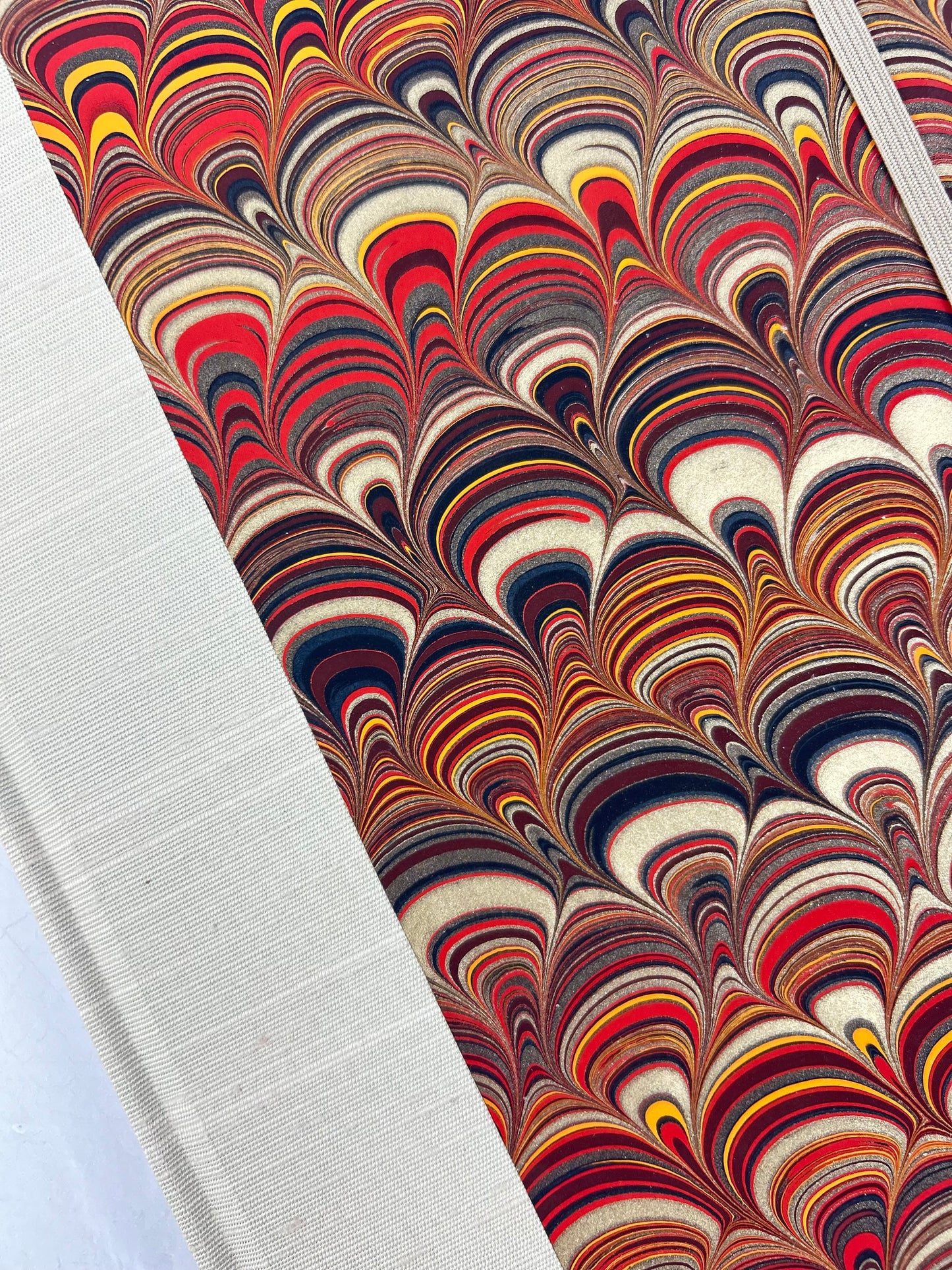 A5 Hardcover Notebook finished in Platinum Japanese book cloth and Italian hand-marbled Renato Crepaldi paper