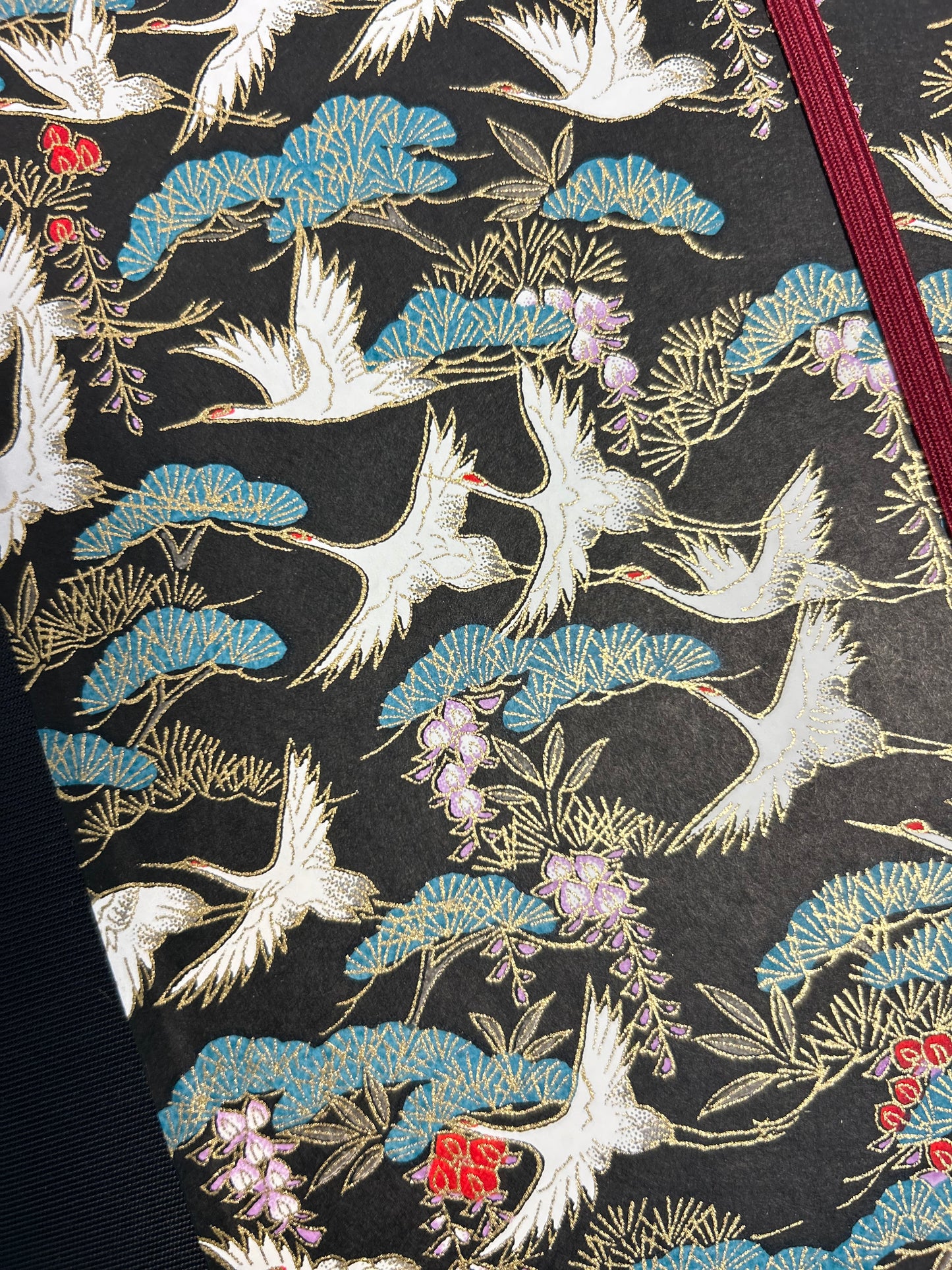 B5 Hardcover Notebook with White Cranes Chiyogami Japanese Paper