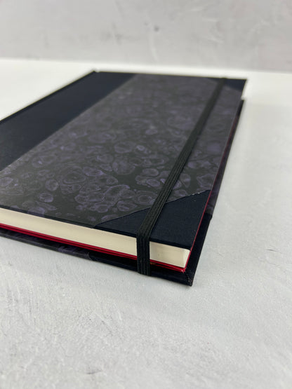 B5 192-page Hardcover Journal finished in Black Japanese book cloth and indigo hand marbled paper by Daniel Gaál