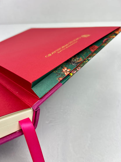 B5 192-page Hardcover Journal finished in Berry Bloom Verona book cloth and Oasis Print by Phannapast Taychamaythakool