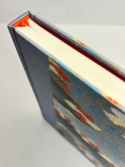 WABI-SABI B5 192-page Hardcover Journal finished in Steel Blue Japanese book cloth and vintage Chiyogami Paper