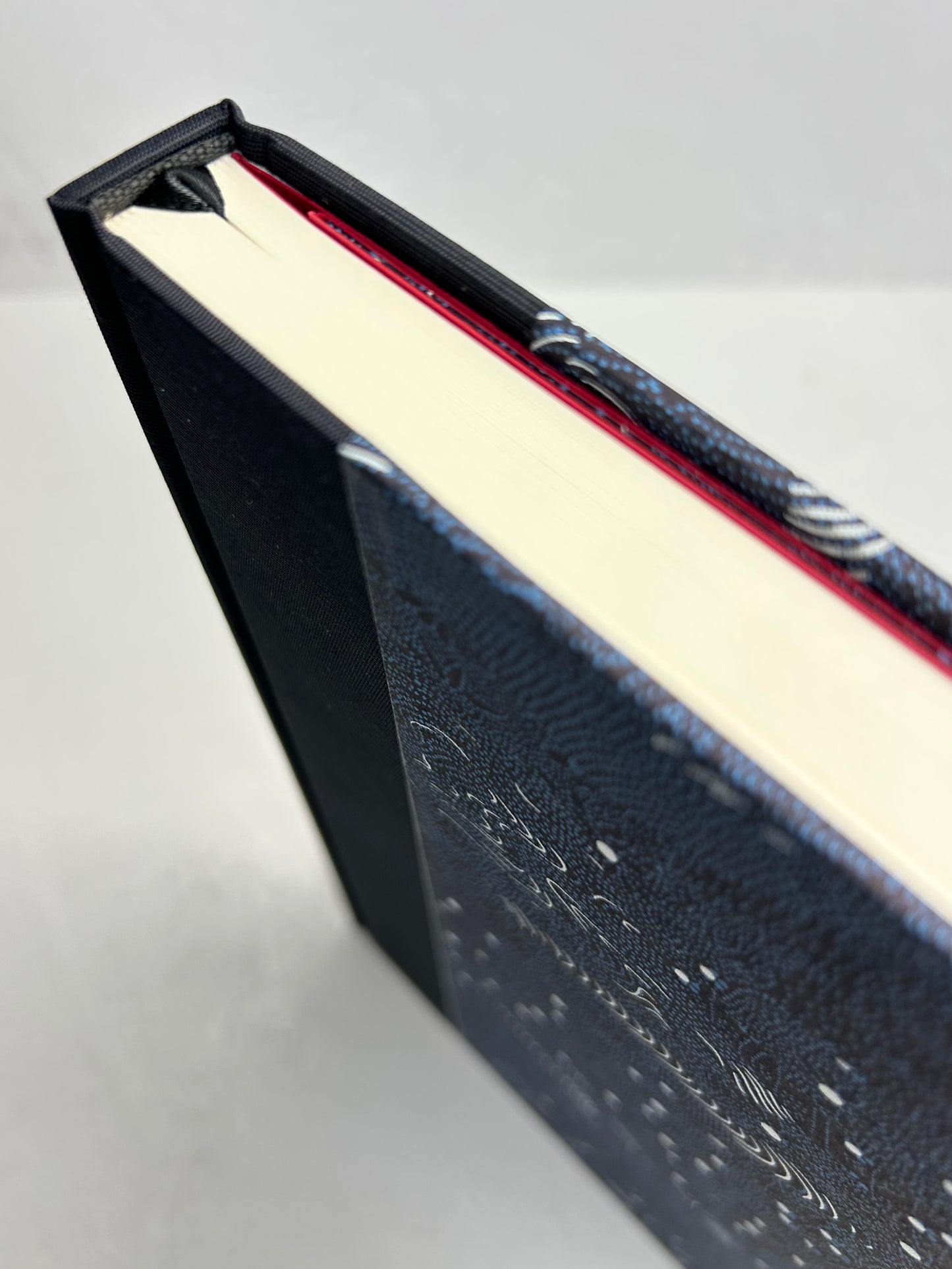 A5 160-page Hardcover Journal in finished Black Japanese book cloth and dark blue Chiyogami Paper
