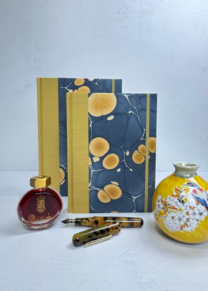 B5 192-page Hardcover Journal finished in Yellow Gold and Indian Hand-Marble