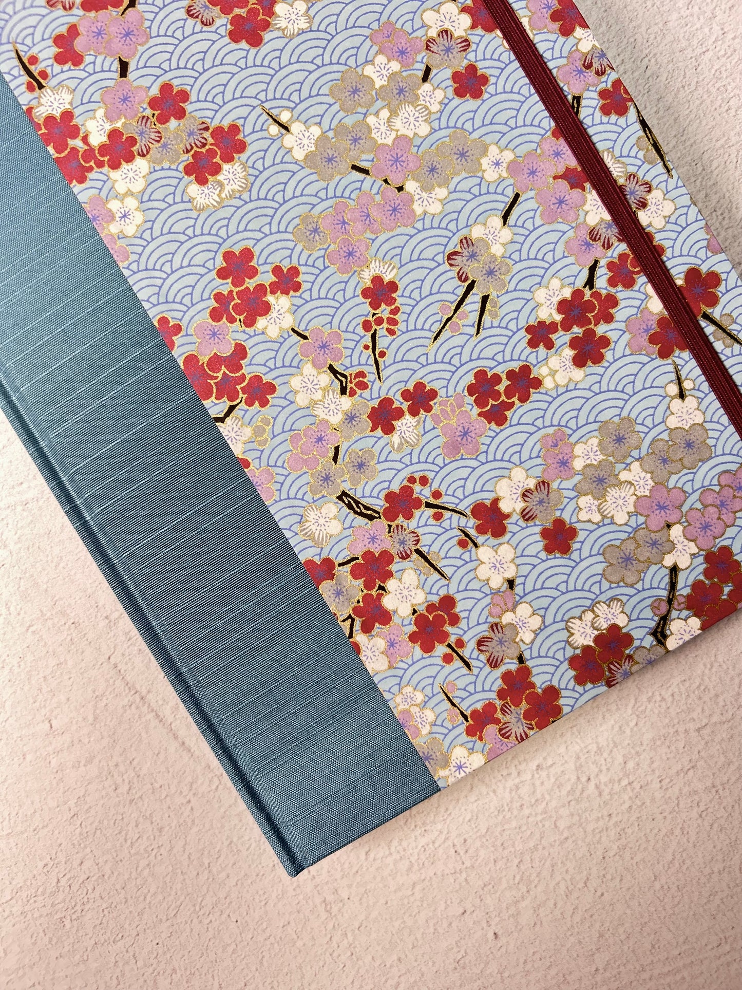 (PRE-ORDER October Delivery) B5 192-page Hardcover Notebook finished in Red and White Cherry Blossom Chiyogami Paper