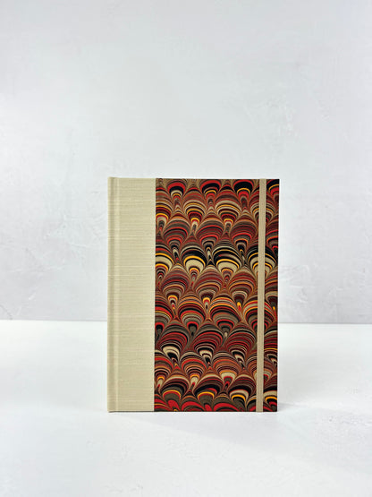 A5 Hardcover Notebook finished in Platinum Japanese book cloth and Italian hand-marbled Renato Crepaldi paper