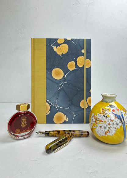 B5 192-page Hardcover Journal finished in Yellow Gold and Indian Hand-Marble