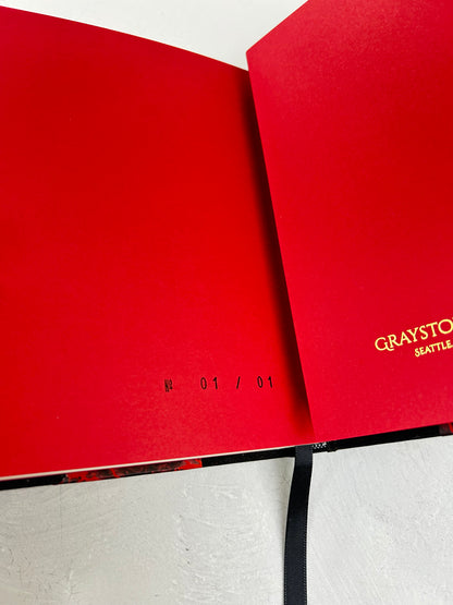 A5 160-page Hardcover Journal finished in Black Mohair Japanese book cloth and hand marbled paper by Daniel Gaál