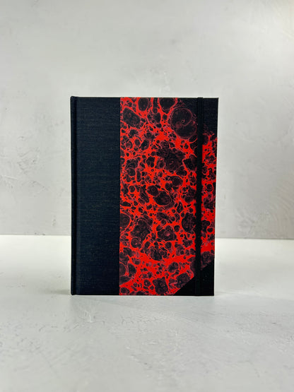 A5 160-page Hardcover Journal finished in Black Mohair Japanese book cloth and hand marbled paper by Daniel Gaál