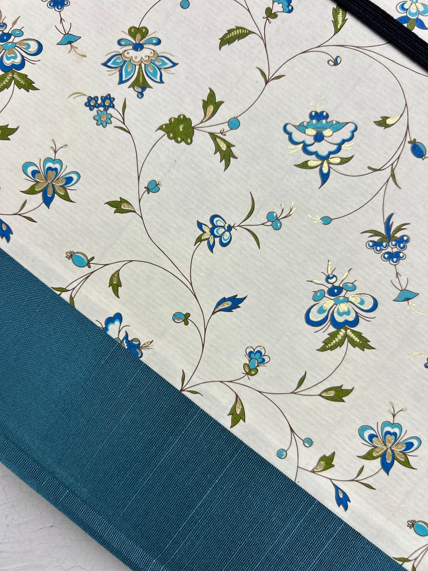 B5 Hardcover Notebook finished in Delicate Blue Italian Florentine Print