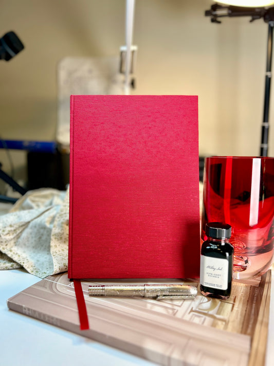 Scarlet Red Japanese Bookcloth Handcrafted B5 Hardcover Notebook