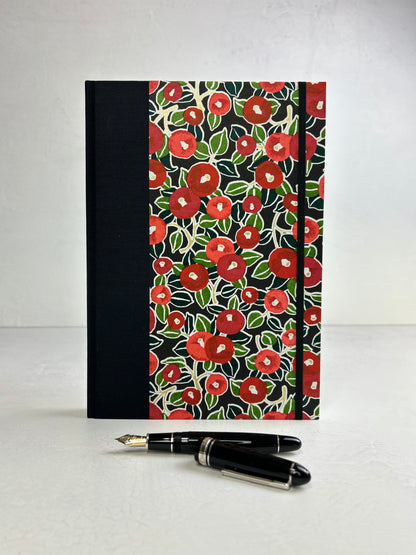 B5 Hardcover Cover Notebook finished in Red Poppies on Black Chiyogami Paper