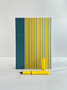 B5 192-page Hardcover Journal finished in Marine Blue Japanese book cloth and pinstripe Chiyogami Paper
