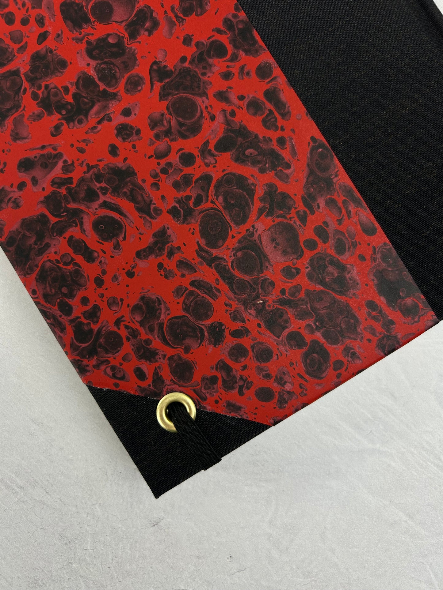 A5 160-page Hardcover Journal finished in Black Mohair Japanese book cloth and hand marbled paper by Daniel Gaál