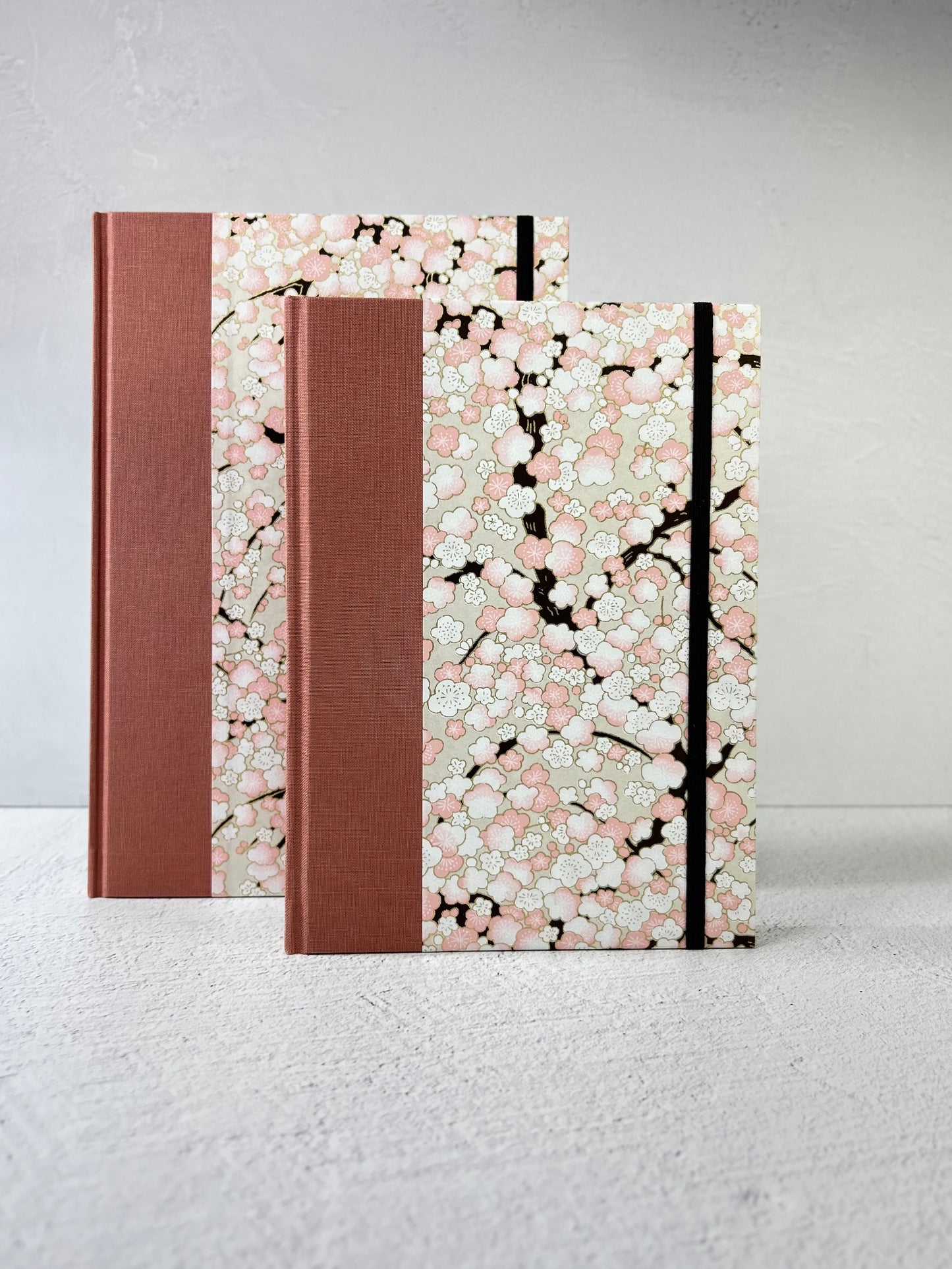 B5 192-page Hardcover Notebook finished Pink and White Cherry Blossoms Chiyogami Japanese Paper