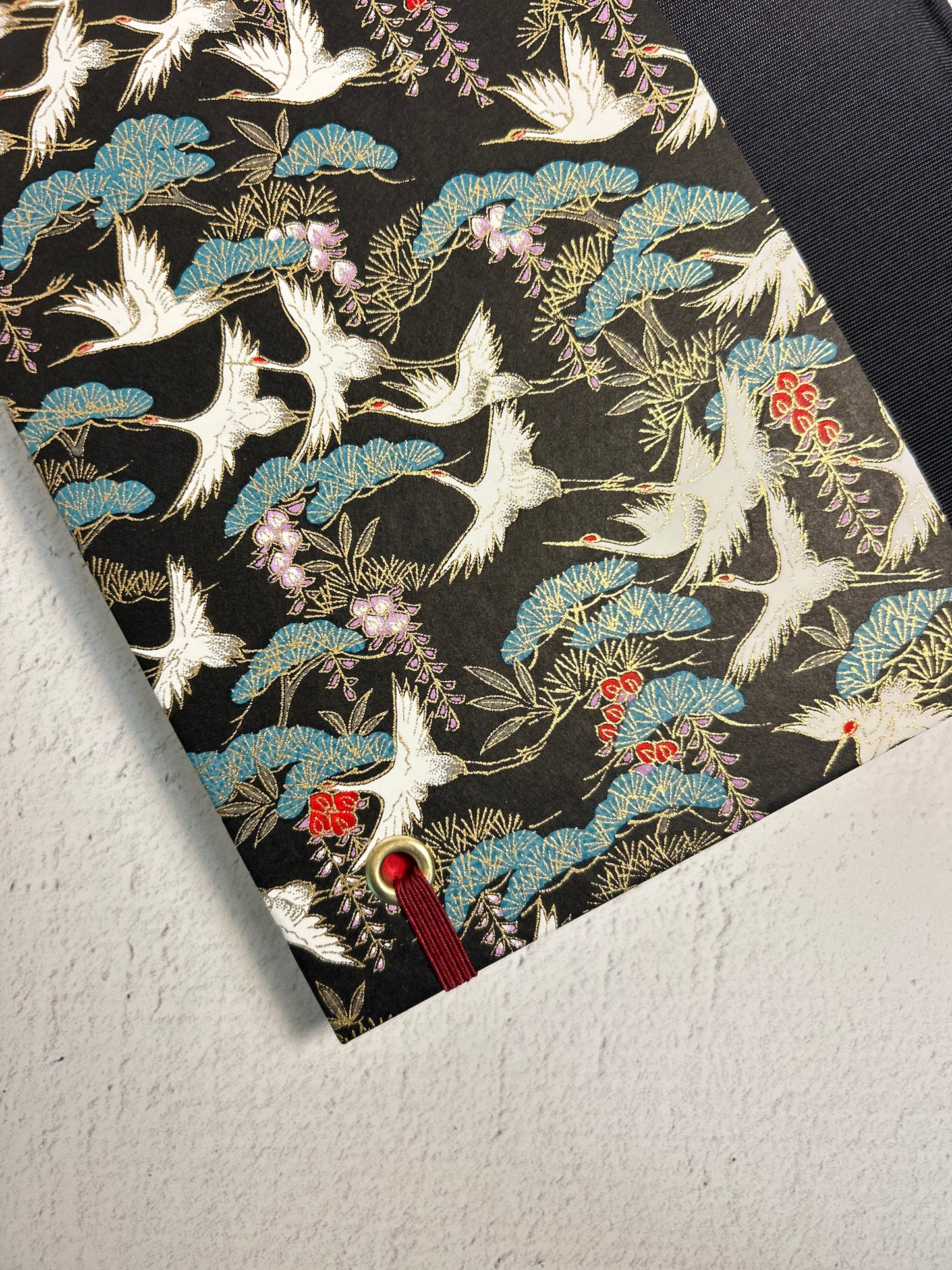 B5 Hardcover Notebook with White Cranes Chiyogami Japanese Paper