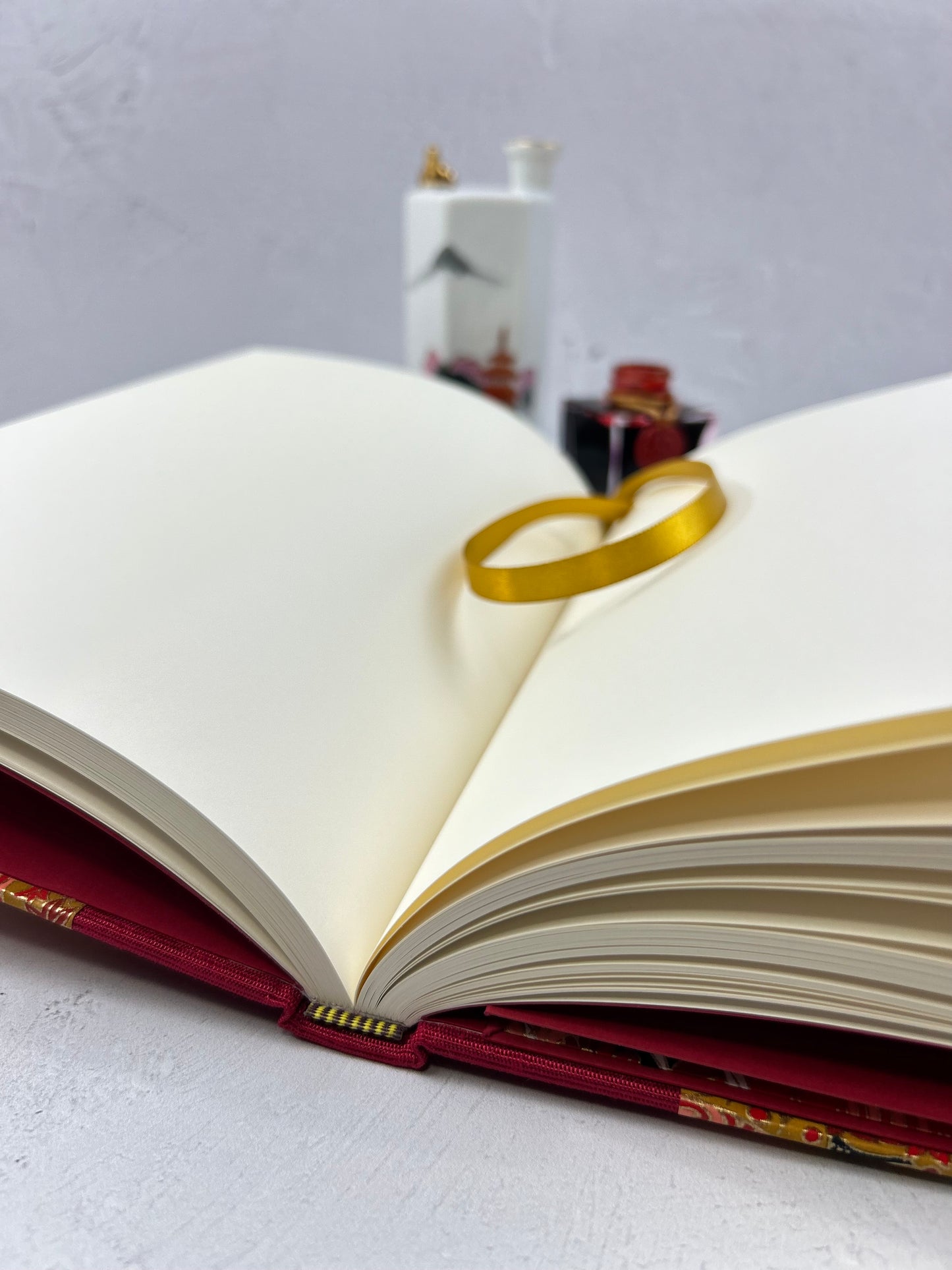 NEW B5 Hardcover Notebook finished in Cardinal Red Japanese book cloth and White Cranes on Red Chiyogami Paper