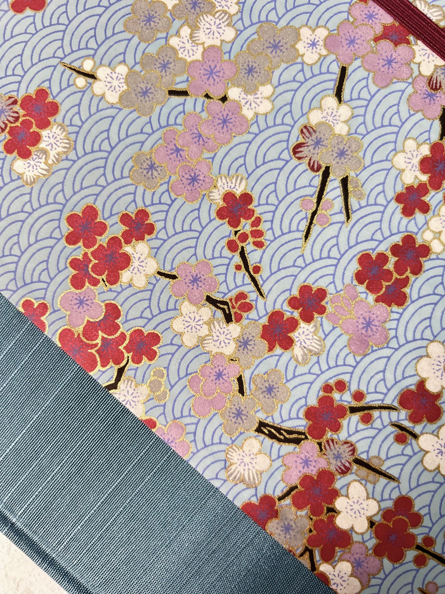 (PRE-ORDER October Delivery) B5 192-page Hardcover Notebook finished in Red and White Cherry Blossom Chiyogami Paper
