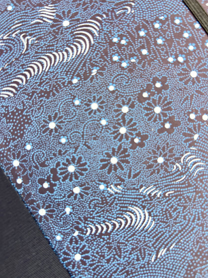 A5 160-page Hardcover Journal in finished Black Japanese book cloth and dark blue Chiyogami Paper