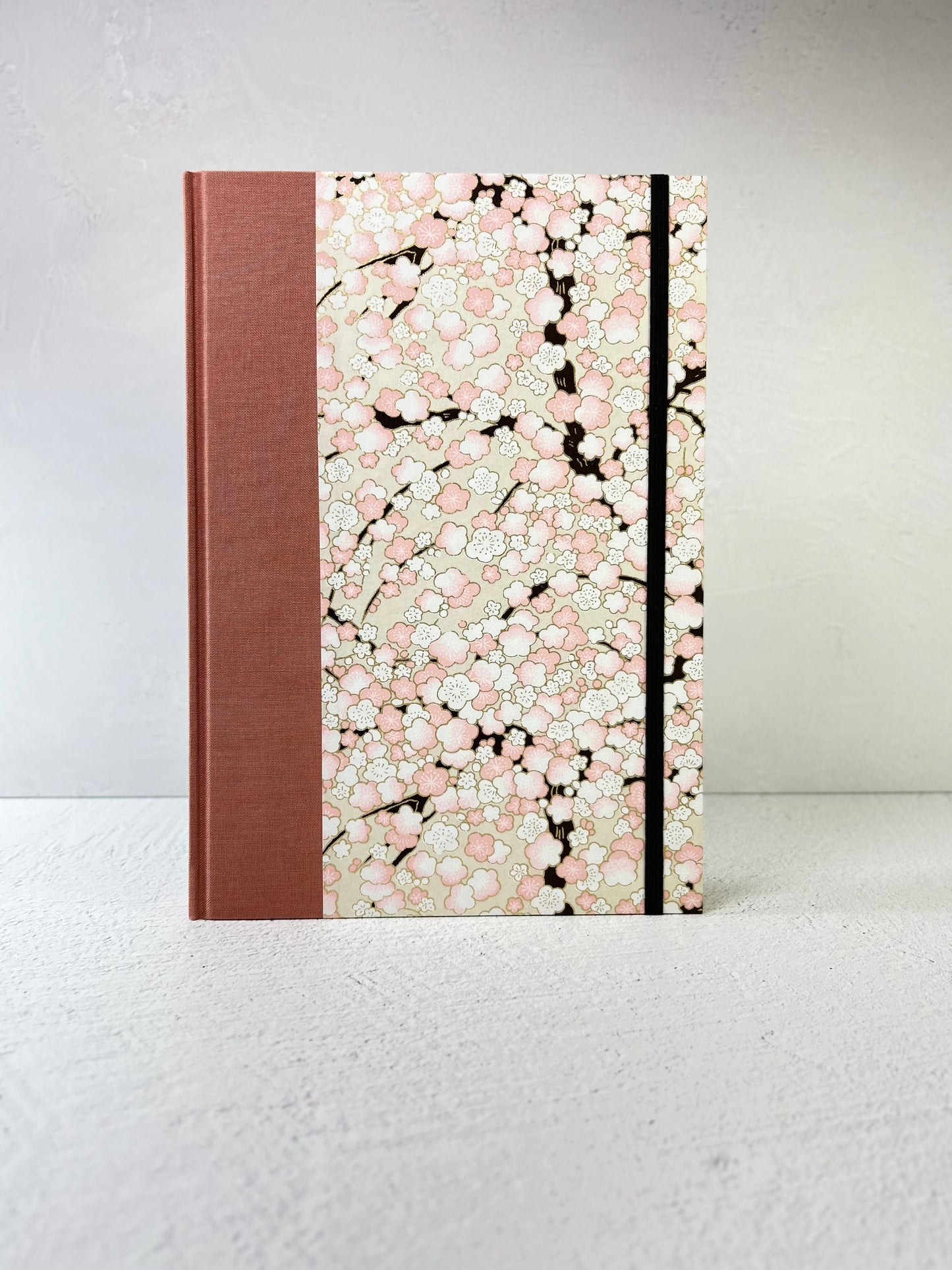 B5 192-page Hardcover Notebook finished Pink and White Cherry Blossoms Chiyogami Japanese Paper