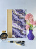 B5 Hardcover Notebook finished in Soft Gold Japanese book cloth and Imperial Purple and Gold Chiyogami