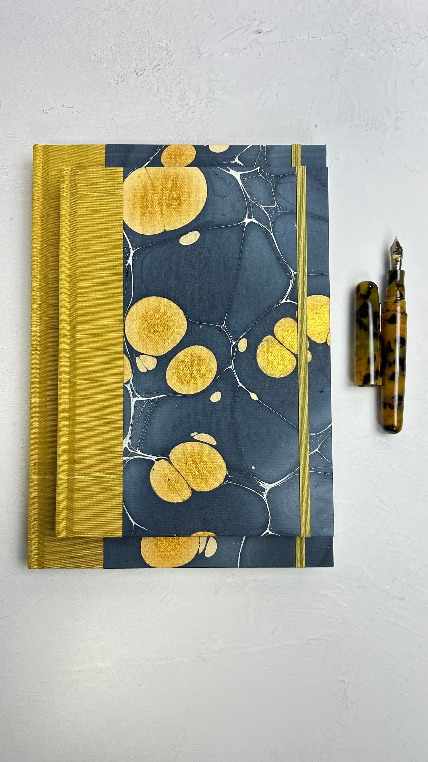 A5 160-page Hardcover Journal finished in Yellow Gold and Indian Hand-Marble