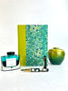 A5 160-page Hardcover Journal finished in Lemongrass Verona book cloth and Butterfly Chiyogami Paper