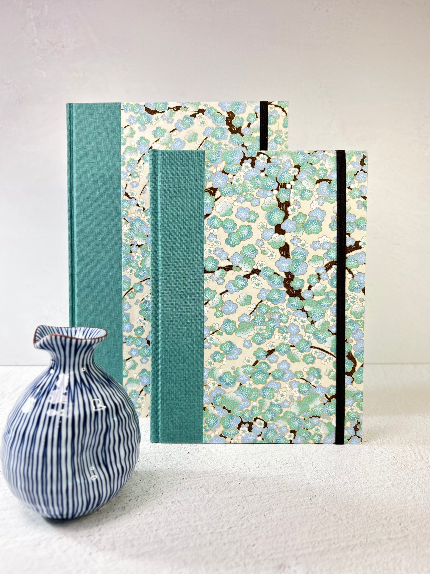 A5 160-page Hardcover Notebook finished Blue Cherry Blossoms Chiyogami Japanese Paper