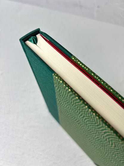 (PRE-ORDER OCTOBER DELIVERY) A5 Hardcover Notebook with Golden Polka Dots on Green Chiyogami Paper