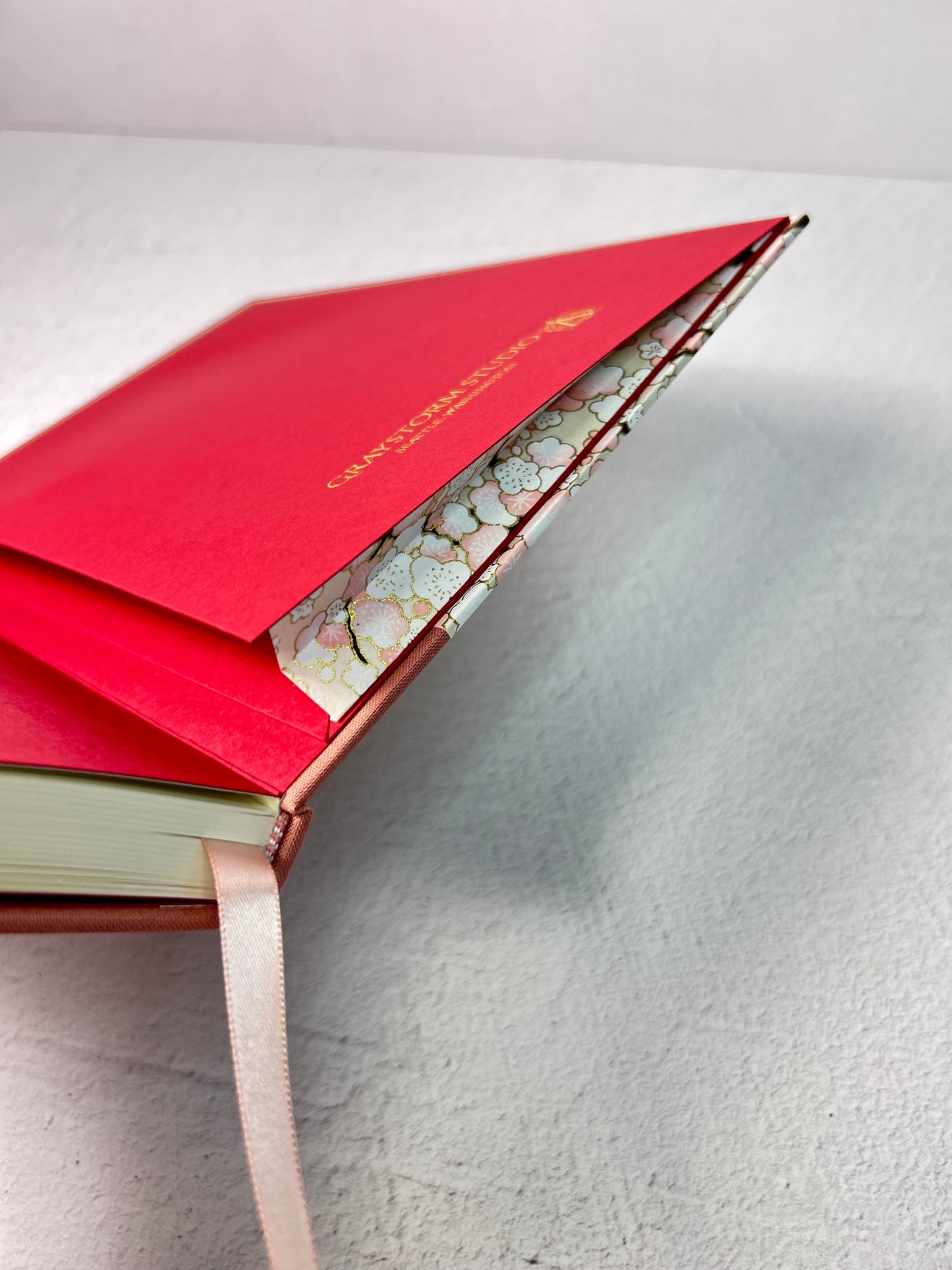 B5 192-page Hardcover Notebook finished Pink and White Cherry Blossoms Chiyogami Japanese Paper