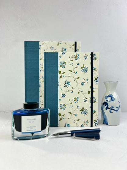 B5 Hardcover Notebook finished in Delicate Blue Italian Florentine Print