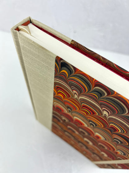 A5 Hardcover Notebook finished in Platinum Japanese book cloth and Italian hand-marbled Renato Crepaldi paper