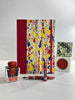 B5 192-page Hardcover Journal finished in Cardinal Red Japanese book cloth and Italian hand-marbled paper by Renato Crepaldi