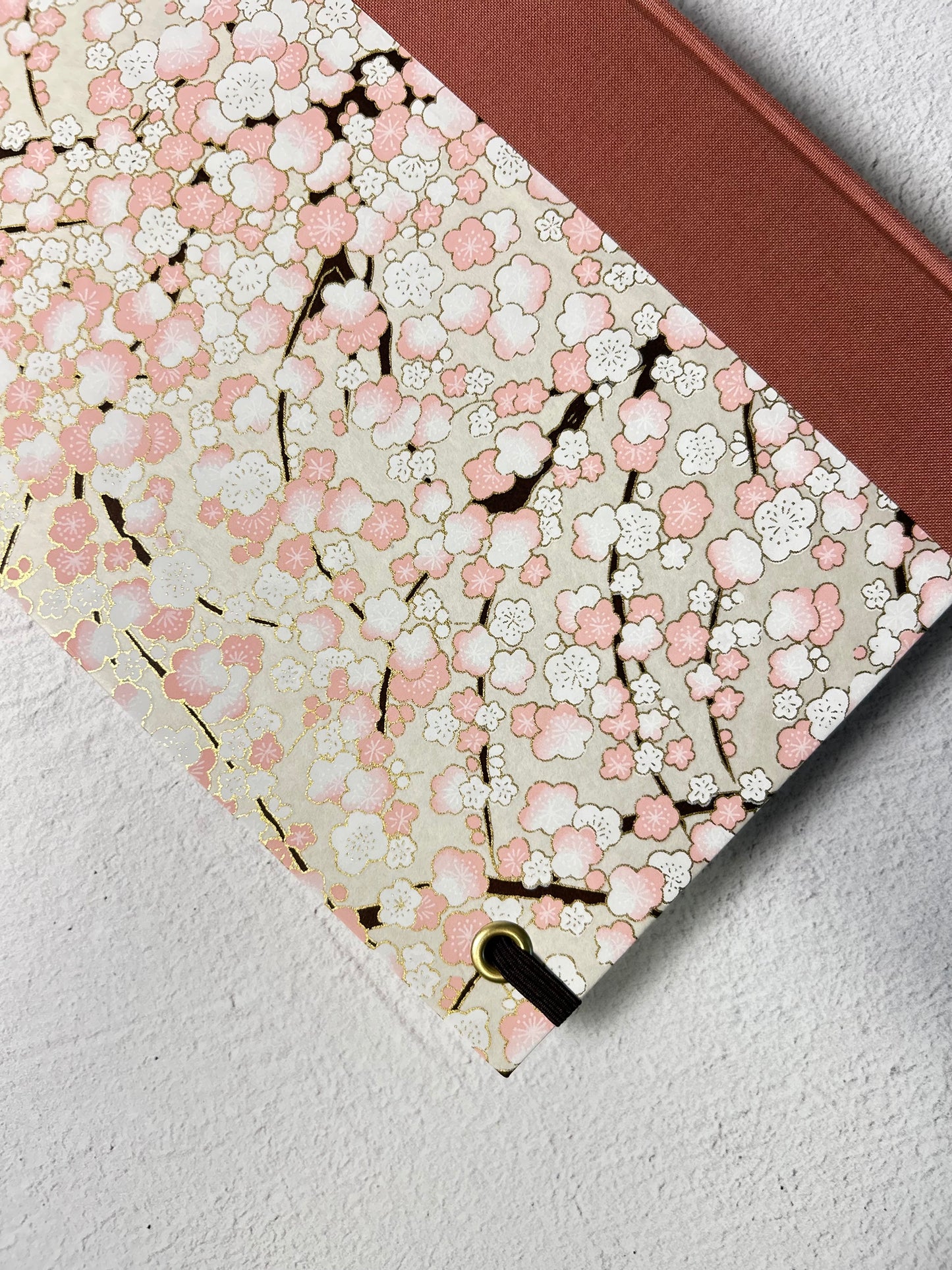 B5 192-page Hardcover Notebook finished Pink and White Cherry Blossoms Chiyogami Japanese Paper