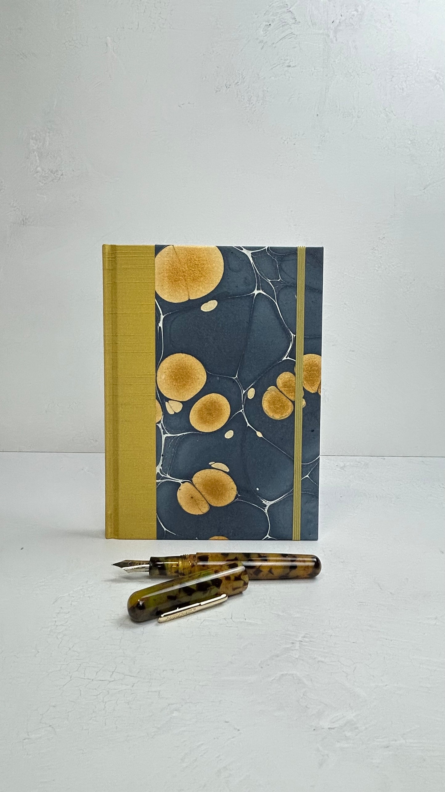 A5 160-page Hardcover Journal finished in Yellow Gold and Indian Hand-Marble