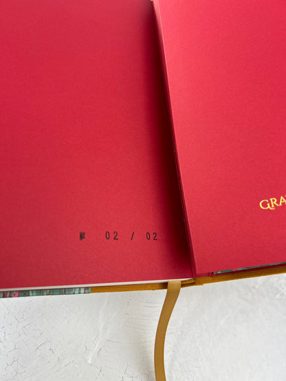 B5 192-page Hardcover Journal finished in Ochre Japanese book cloth and green French Marble Paper