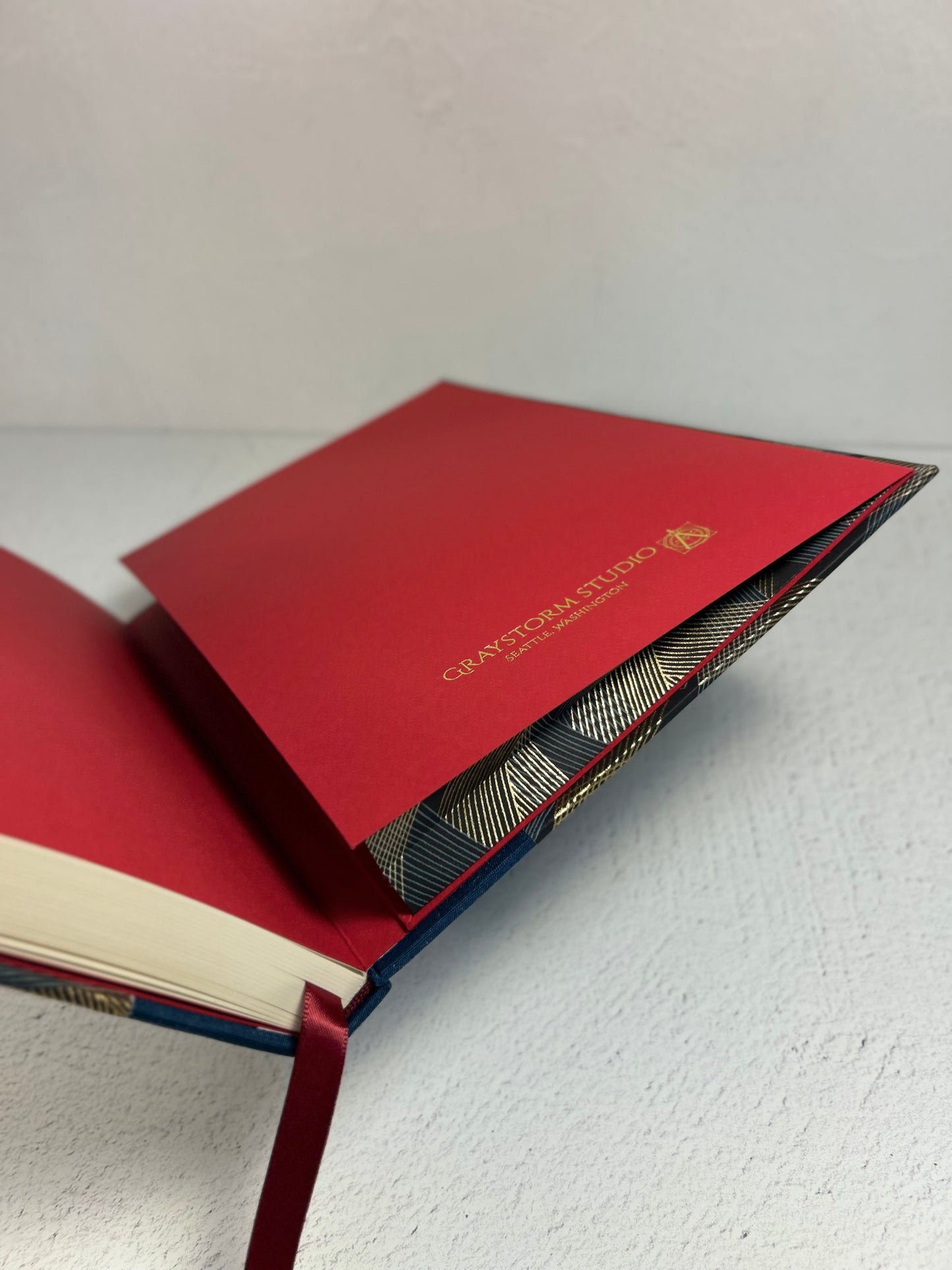 (PRE-ORDER October Delivery) A5 Hardcover Notebook finished in Golden Peaks on Black Chiyogami Paper