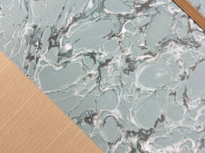 A5 160-page Hardcover Journal finished in Platinum Japanese book cloth and light blue French Marble Paper