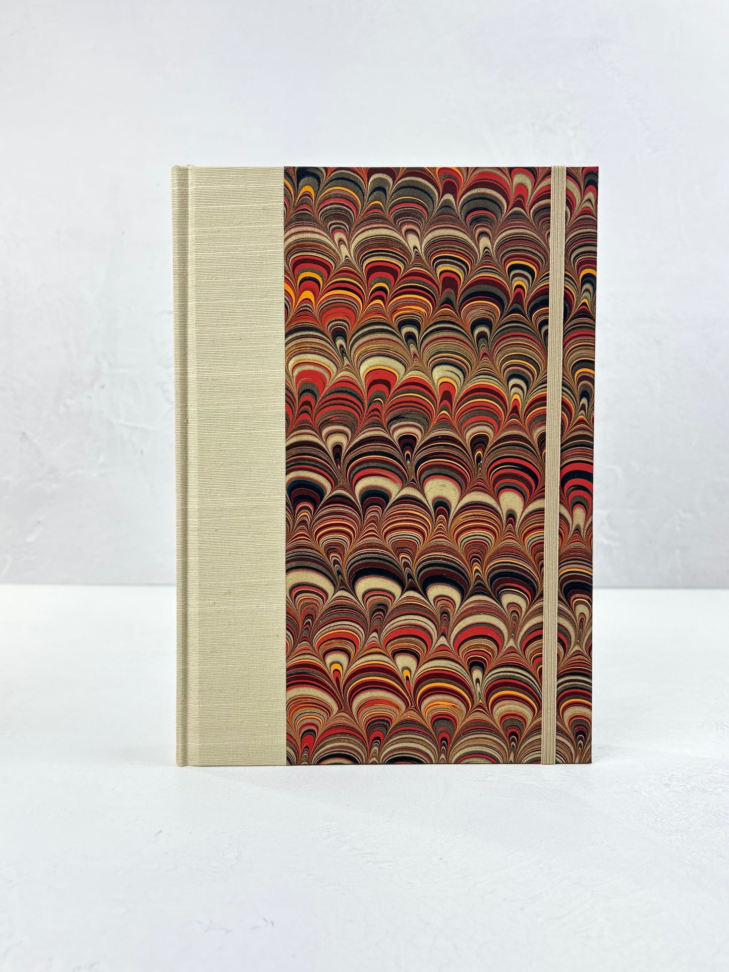B5 Hardcover Notebook finished in Platinum Japanese book cloth and Italian hand-marbled Renato Crepaldi paper