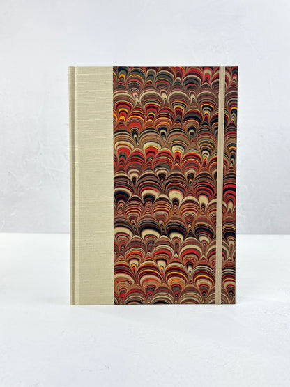 B5 Hardcover Notebook finished in Platinum Japanese book cloth and Italian hand-marbled Renato Crepaldi paper