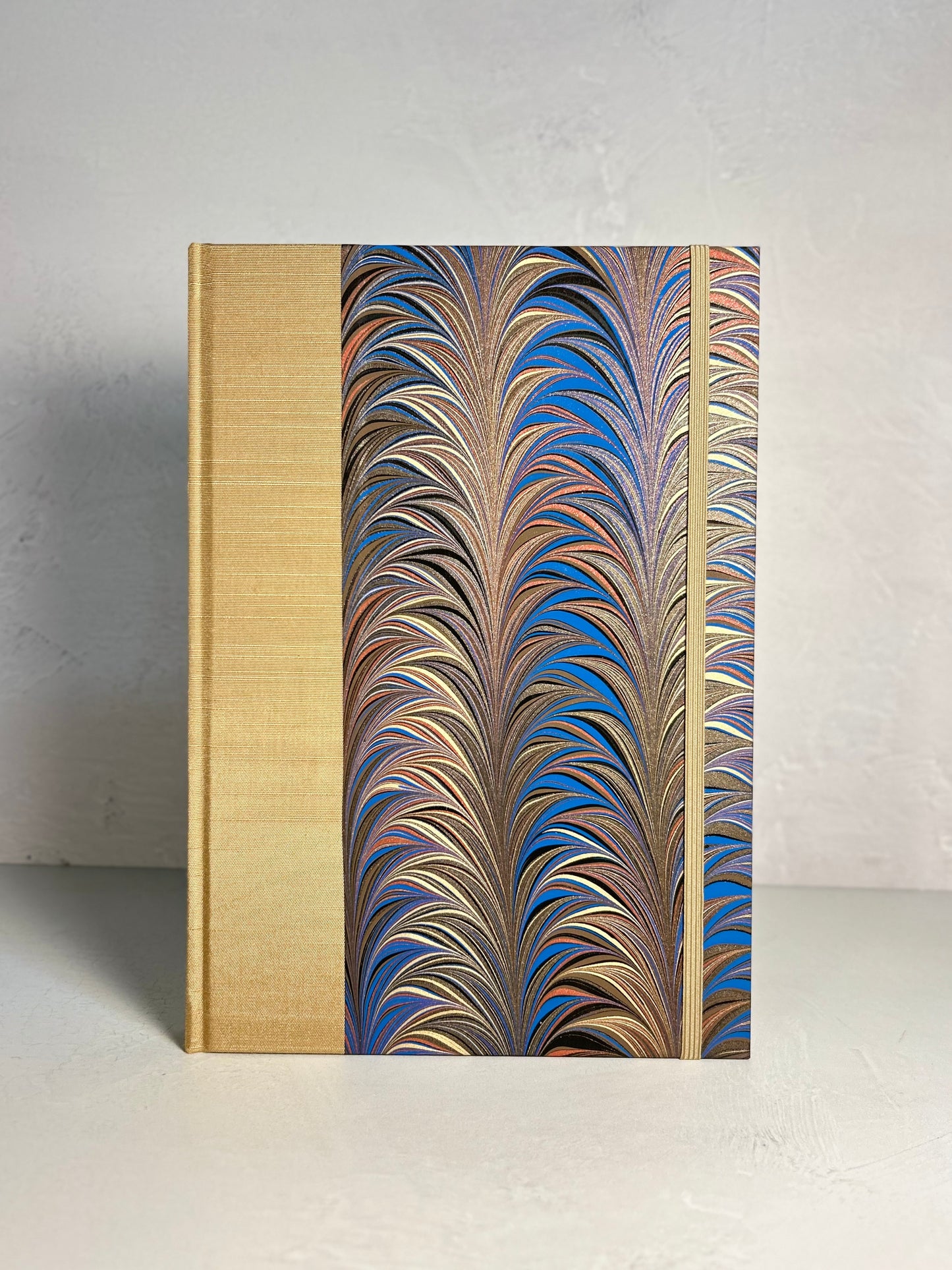 B5 Hardcover Notebook finished in Renato Crepaldi Blue and Brown Fern Marble Paper